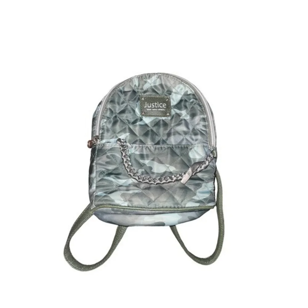 Justice quilted Green Cami Mini Backpack Purse